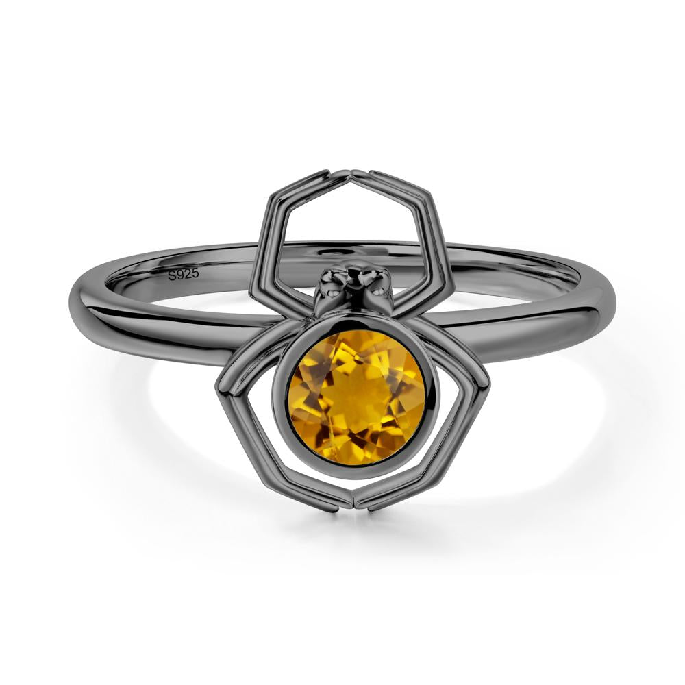 Citrine Bezel Set Spider Ring - LUO Jewelry #metal_black finish sterling silver