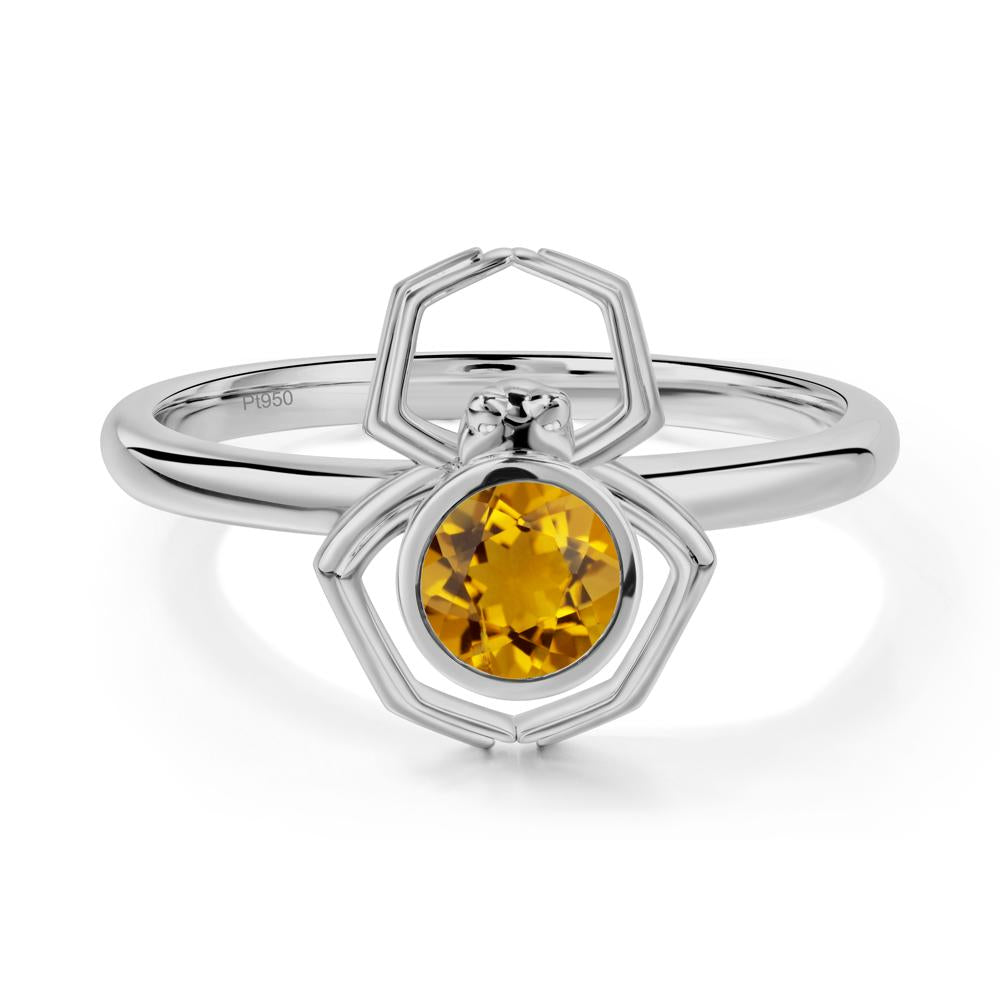 Citrine Bezel Set Spider Ring - LUO Jewelry #metal_platinum
