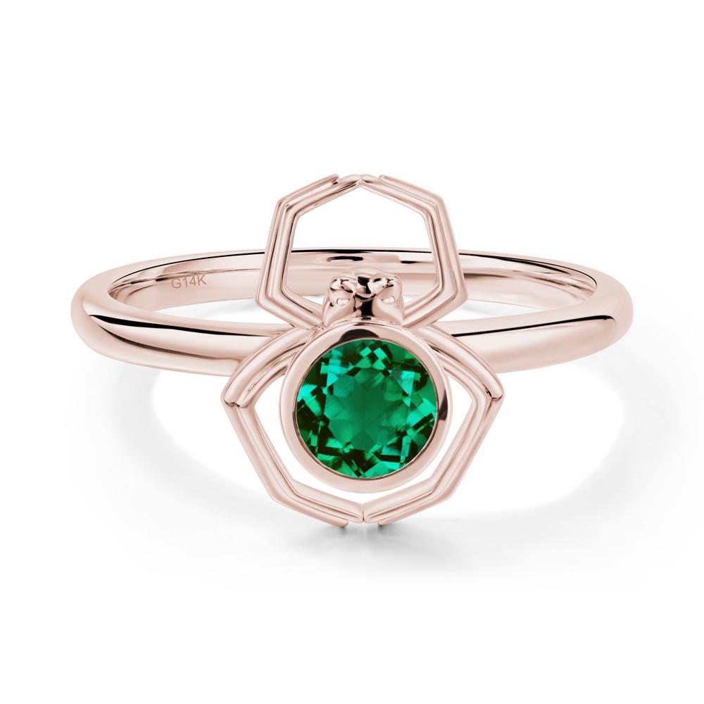 Emerald Bezel Set Spider Ring - LUO Jewelry #metal_14k rose gold
