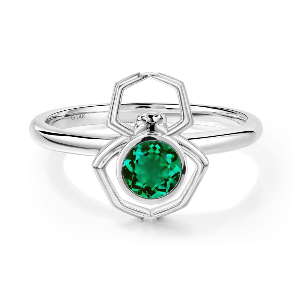 Emerald Bezel Set Spider Ring - LUO Jewelry #metal_14k white gold