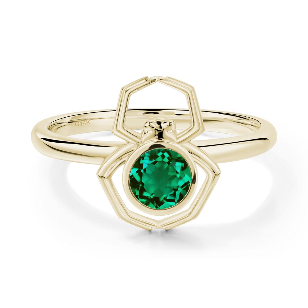 Emerald Bezel Set Spider Ring - LUO Jewelry #metal_14k yellow gold