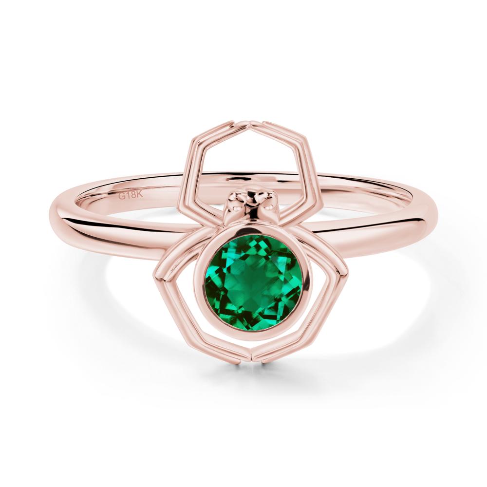 Emerald Bezel Set Spider Ring - LUO Jewelry #metal_18k rose gold