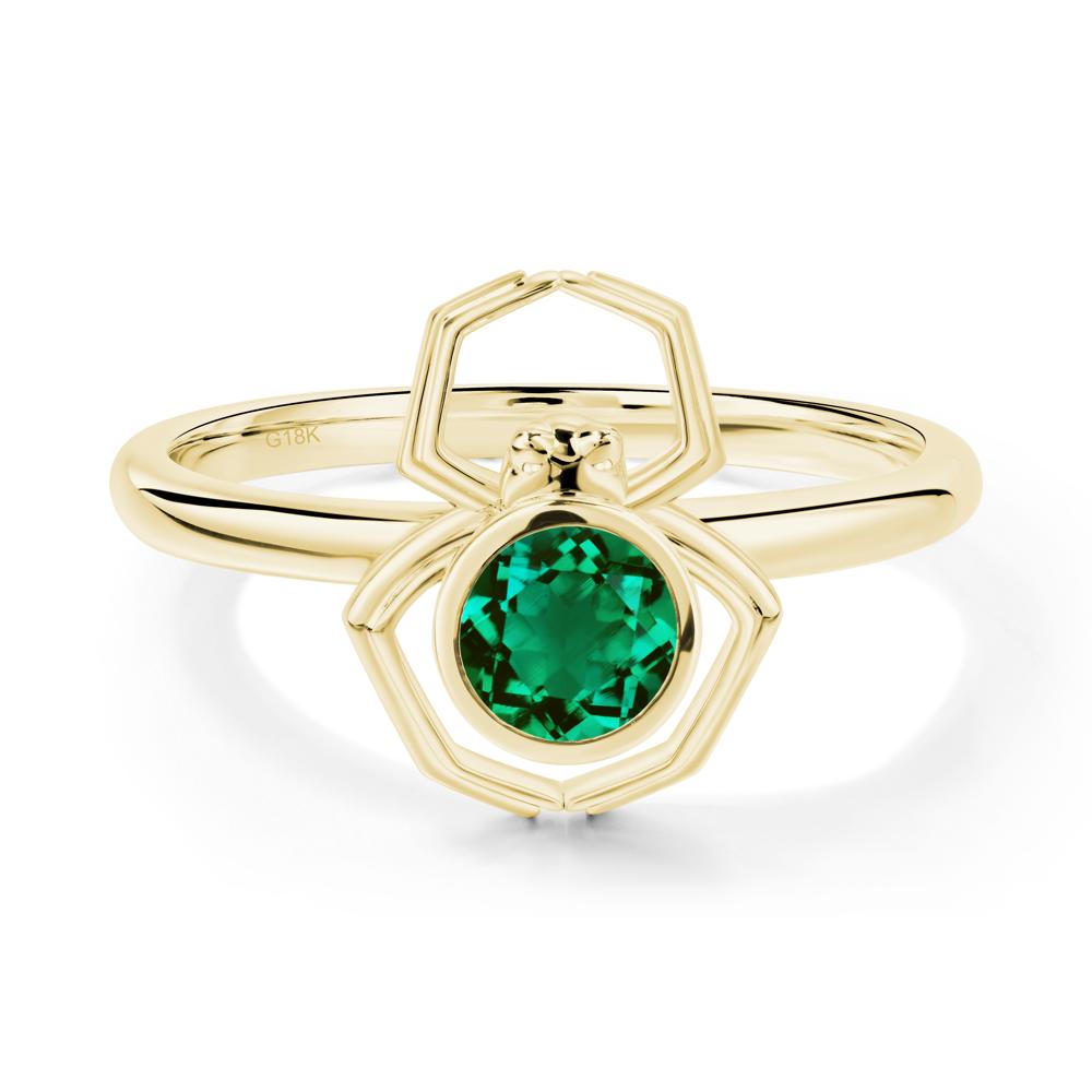 Emerald Bezel Set Spider Ring - LUO Jewelry #metal_18k yellow gold