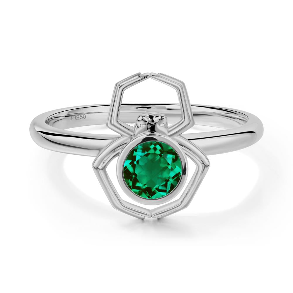 Emerald Bezel Set Spider Ring - LUO Jewelry #metal_platinum