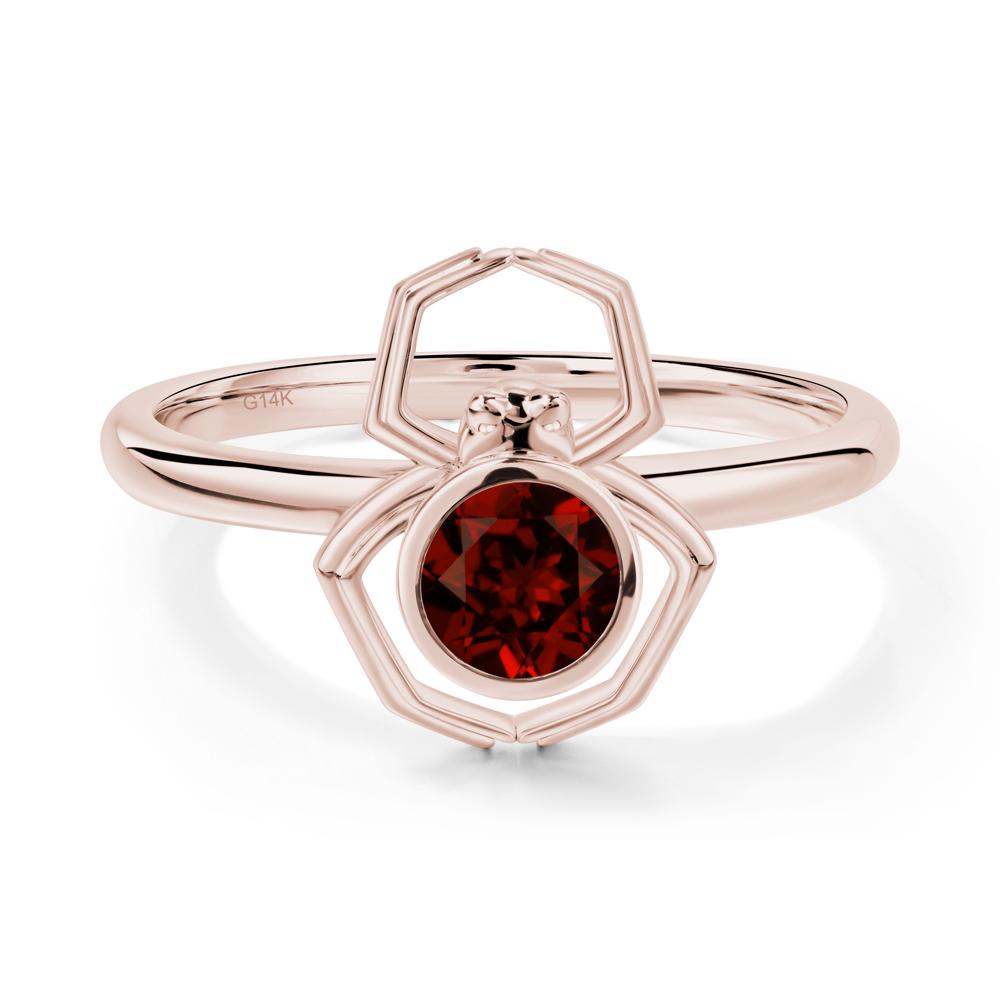 Garnet Bezel Set Spider Ring - LUO Jewelry #metal_14k rose gold