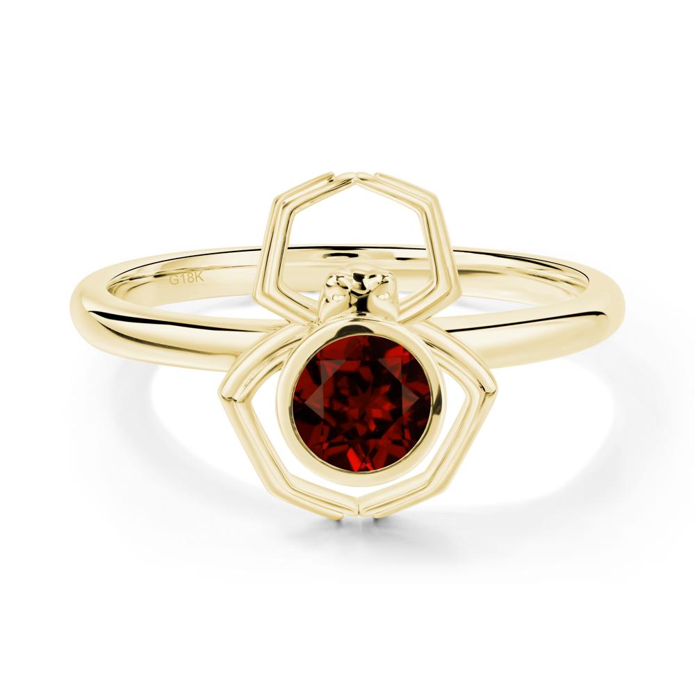 Garnet Bezel Set Spider Ring - LUO Jewelry #metal_18k yellow gold
