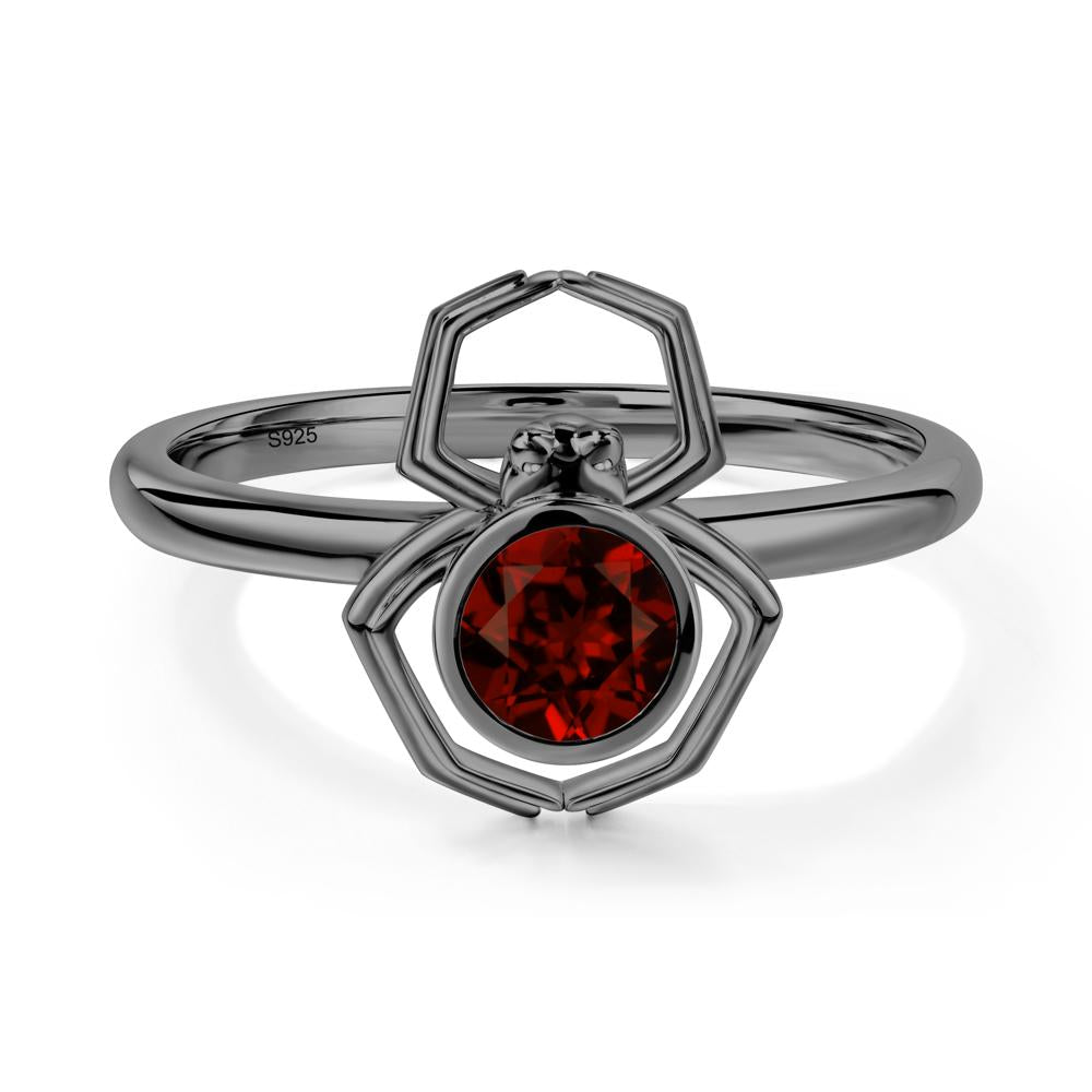 Garnet Bezel Set Spider Ring - LUO Jewelry #metal_black finish sterling silver