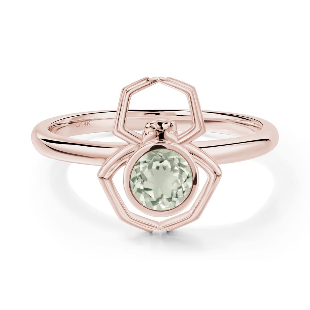 Green Amethyst Bezel Set Spider Ring - LUO Jewelry #metal_14k rose gold