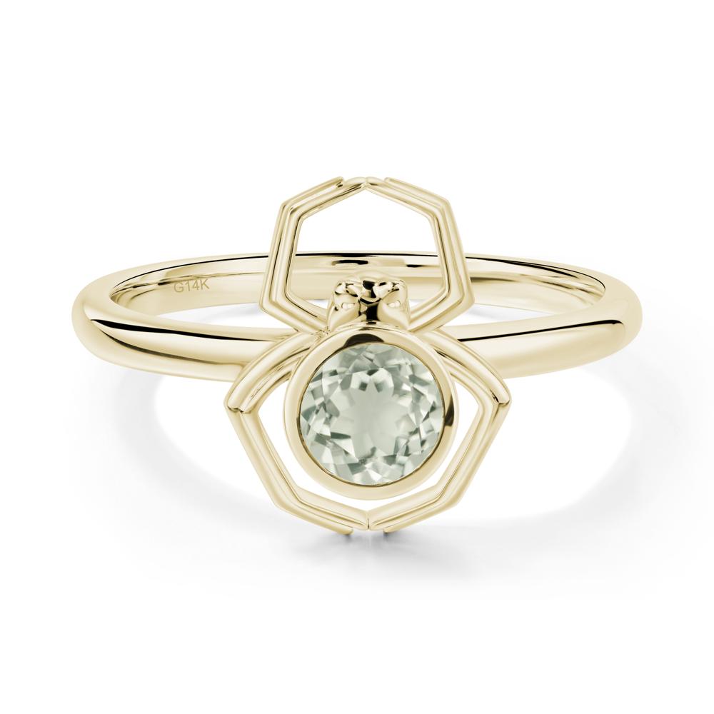 Green Amethyst Bezel Set Spider Ring - LUO Jewelry #metal_14k yellow gold