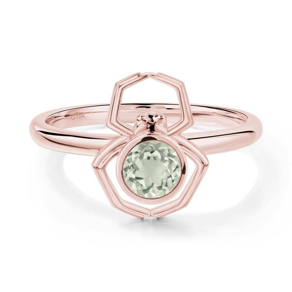Green Amethyst Bezel Set Spider Ring - LUO Jewelry #metal_18k rose gold