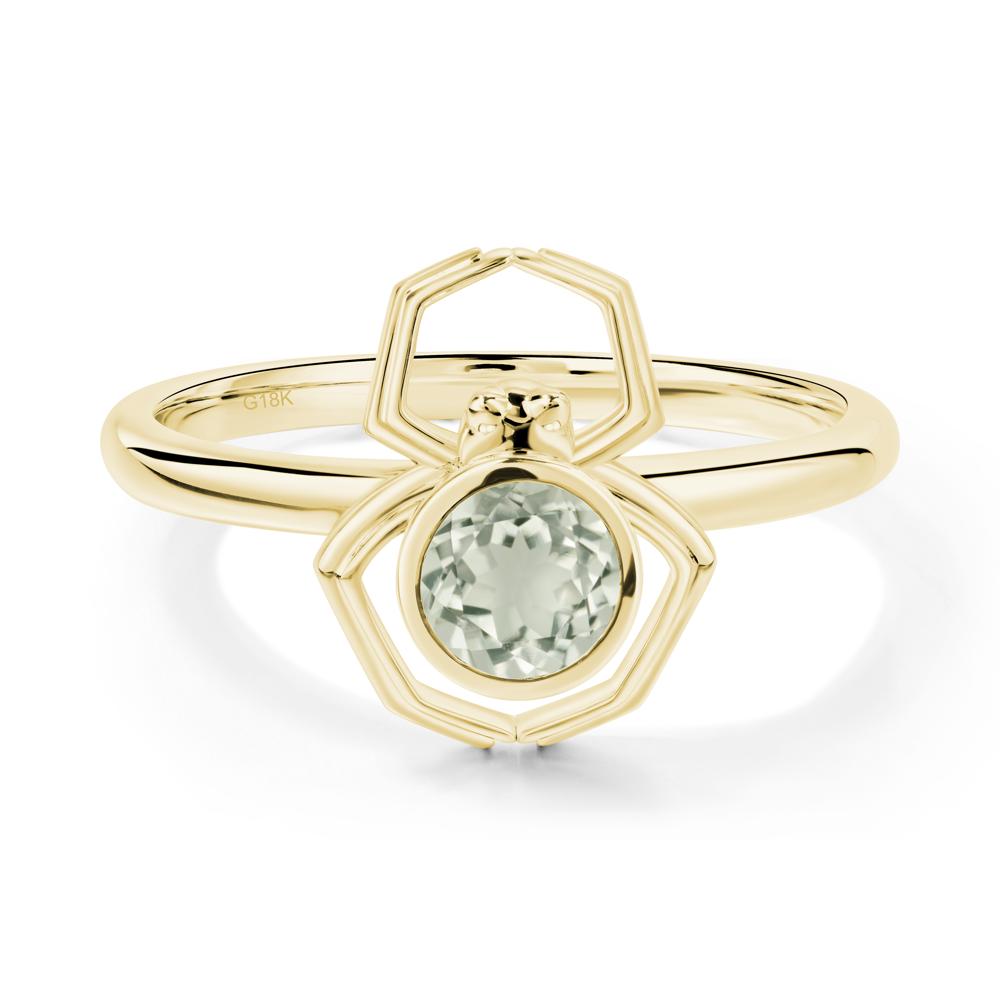 Green Amethyst Bezel Set Spider Ring - LUO Jewelry #metal_18k yellow gold
