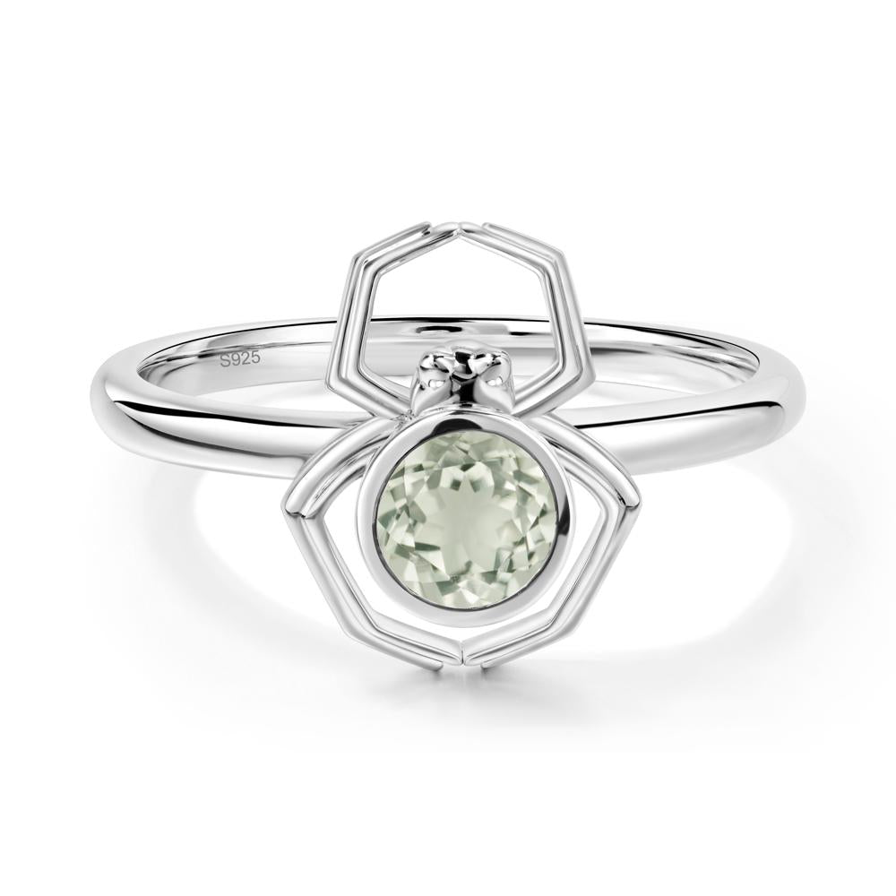 Green Amethyst Bezel Set Spider Ring - LUO Jewelry #metal_sterling silver