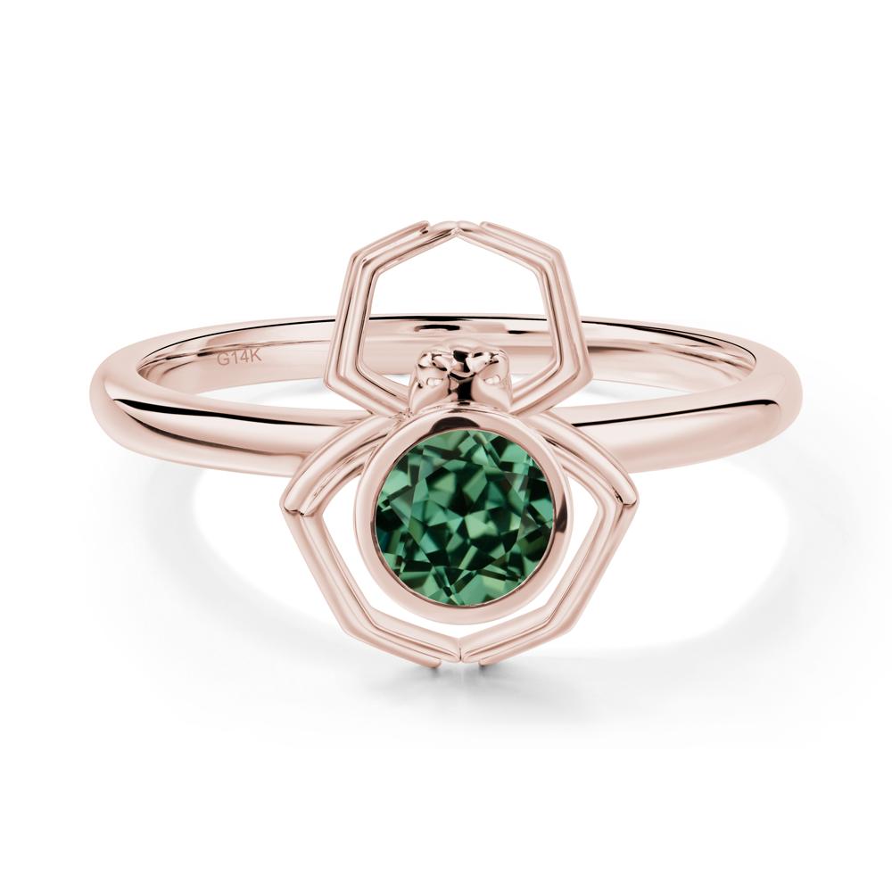 Green Sapphire Bezel Set Spider Ring - LUO Jewelry #metal_14k rose gold