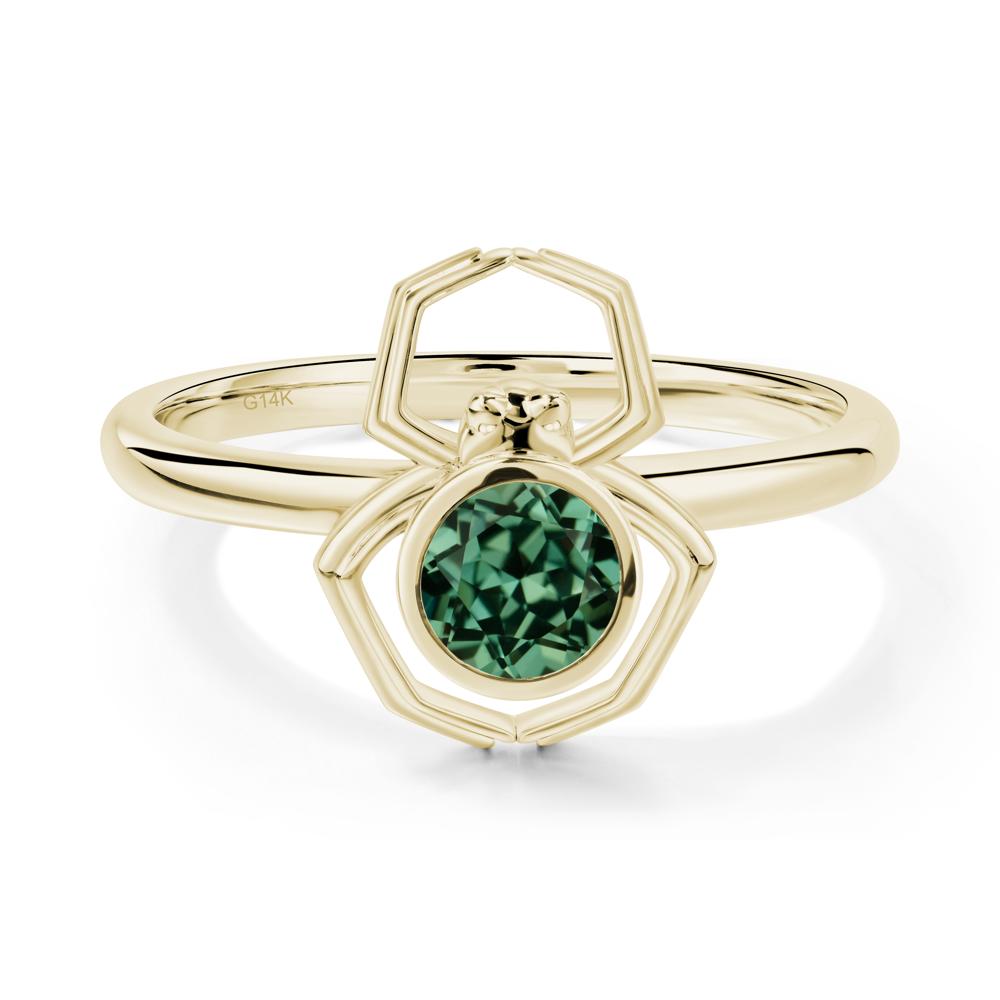 Green Sapphire Bezel Set Spider Ring - LUO Jewelry #metal_14k yellow gold
