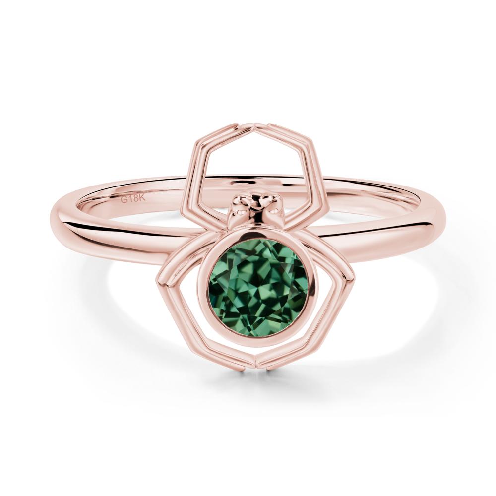 Green Sapphire Bezel Set Spider Ring - LUO Jewelry #metal_18k rose gold