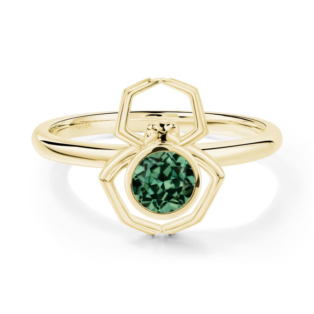 Green Sapphire Bezel Set Spider Ring - LUO Jewelry #metal_18k yellow gold