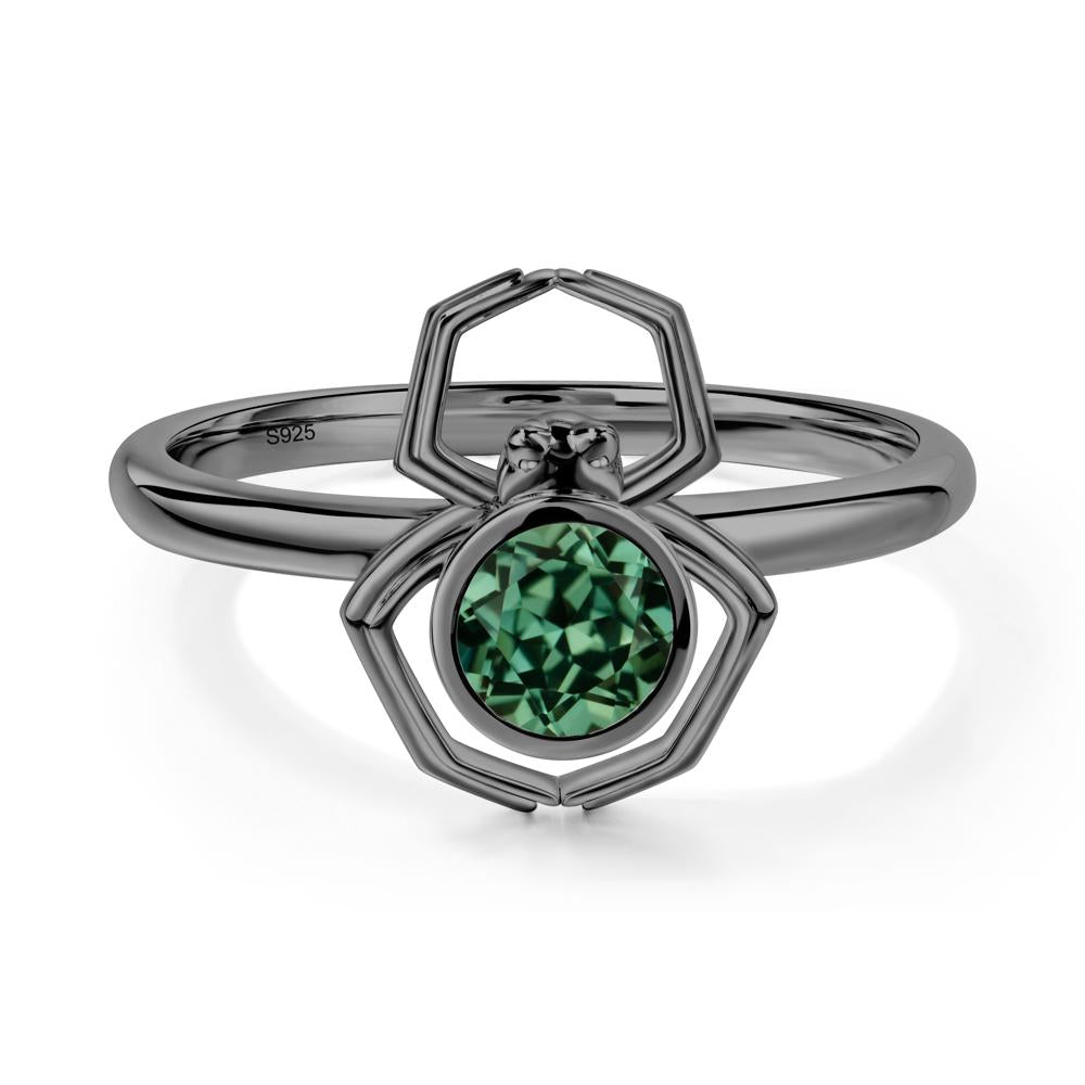 Green Sapphire Bezel Set Spider Ring - LUO Jewelry #metal_black finish sterling silver