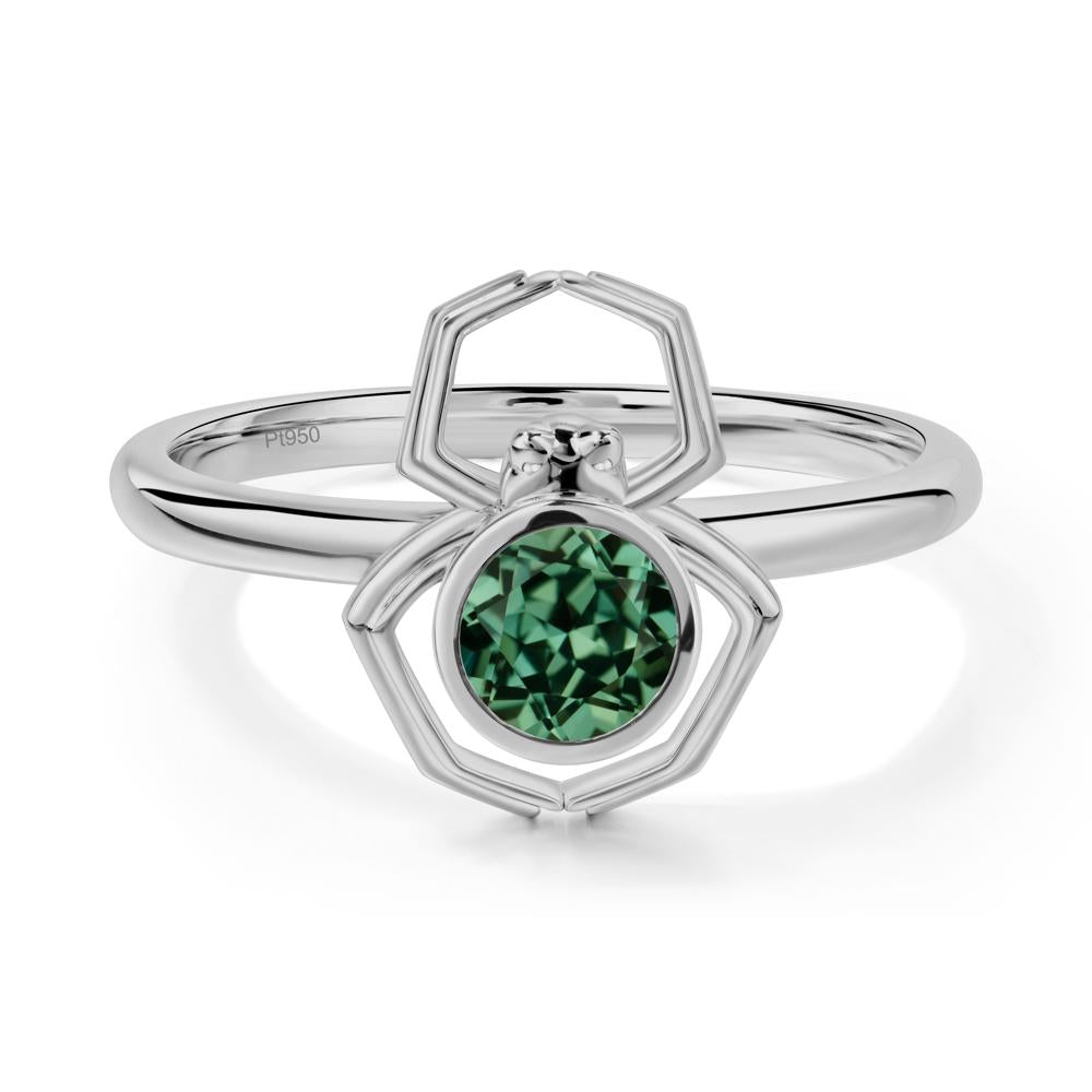 Green Sapphire Bezel Set Spider Ring - LUO Jewelry #metal_platinum
