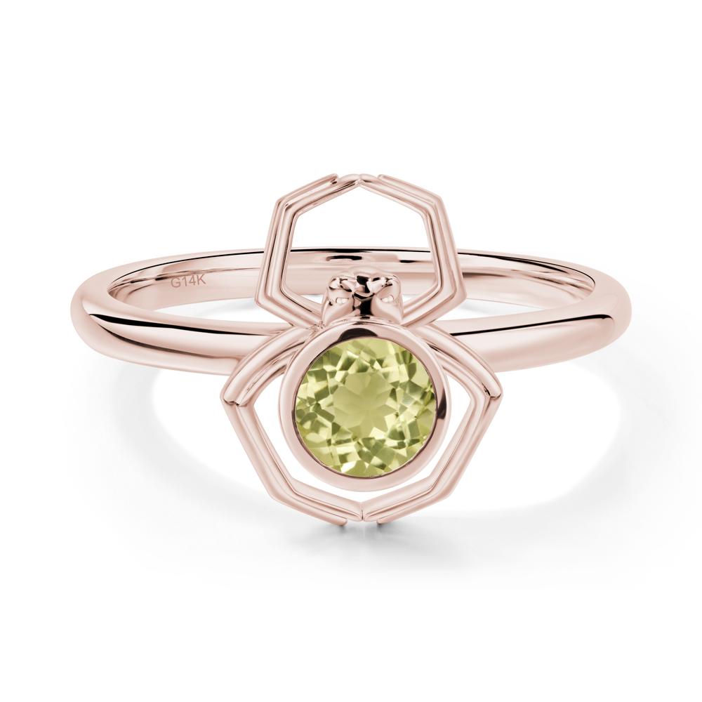 Lemon Quartz Bezel Set Spider Ring - LUO Jewelry #metal_14k rose gold
