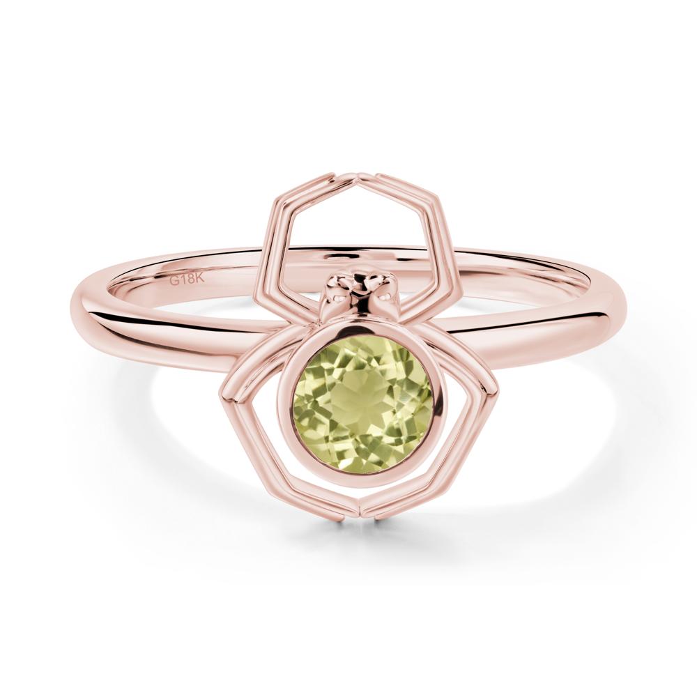 Lemon Quartz Bezel Set Spider Ring - LUO Jewelry #metal_18k rose gold