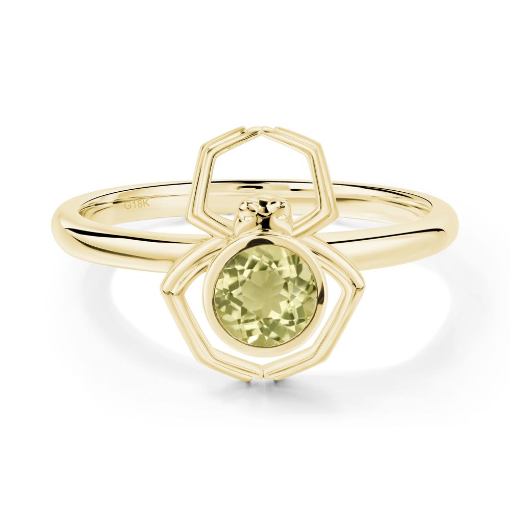Lemon Quartz Bezel Set Spider Ring - LUO Jewelry #metal_18k yellow gold