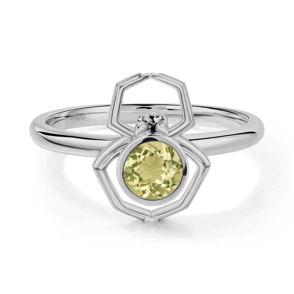 Lemon Quartz Bezel Set Spider Ring - LUO Jewelry #metal_platinum