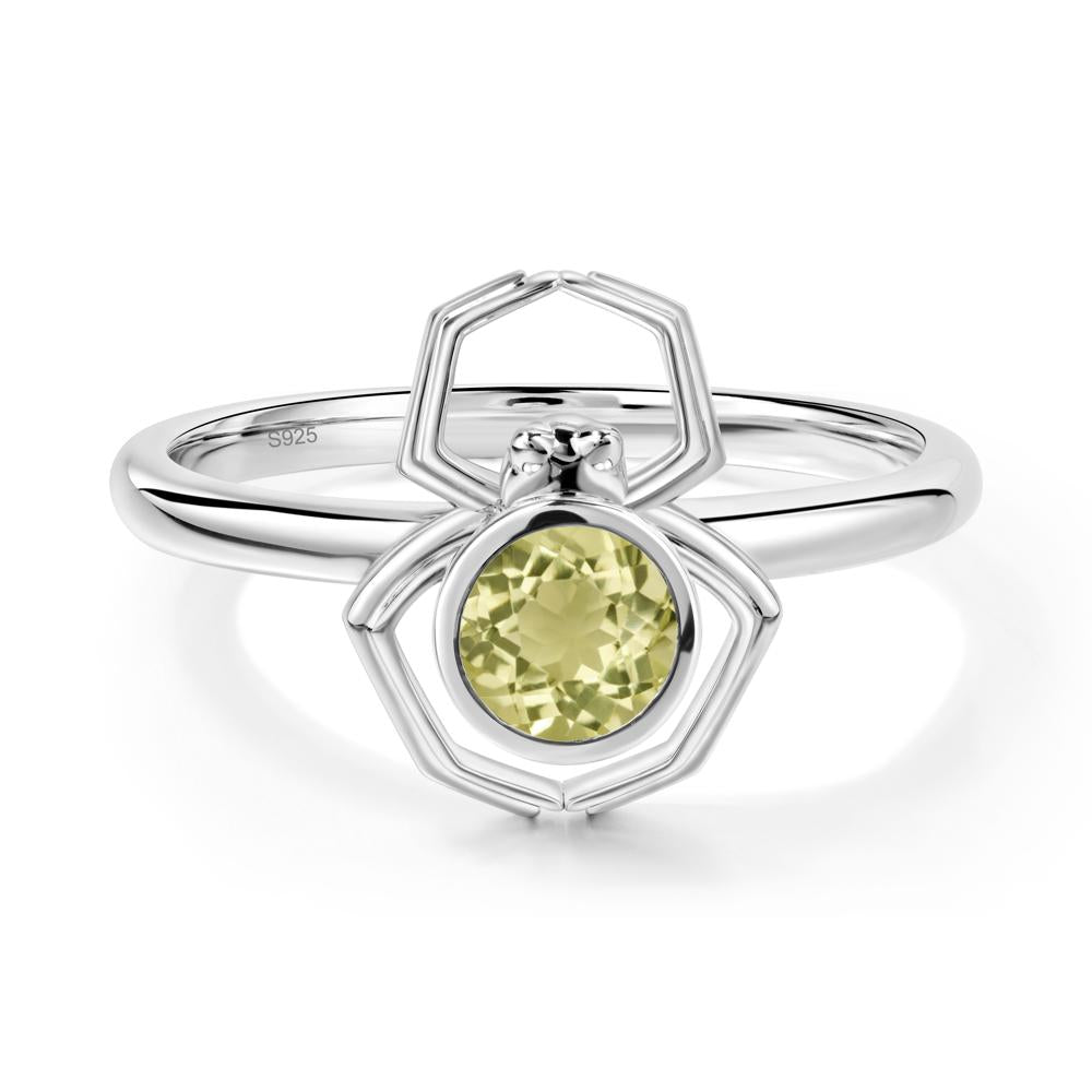Lemon Quartz Bezel Set Spider Ring - LUO Jewelry #metal_sterling silver