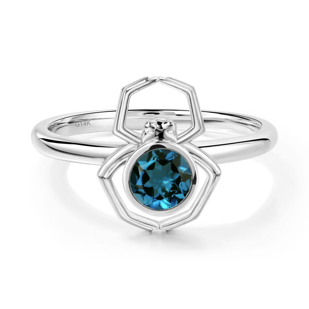 London Blue Topaz Bezel Set Spider Ring - LUO Jewelry #metal_14k white gold