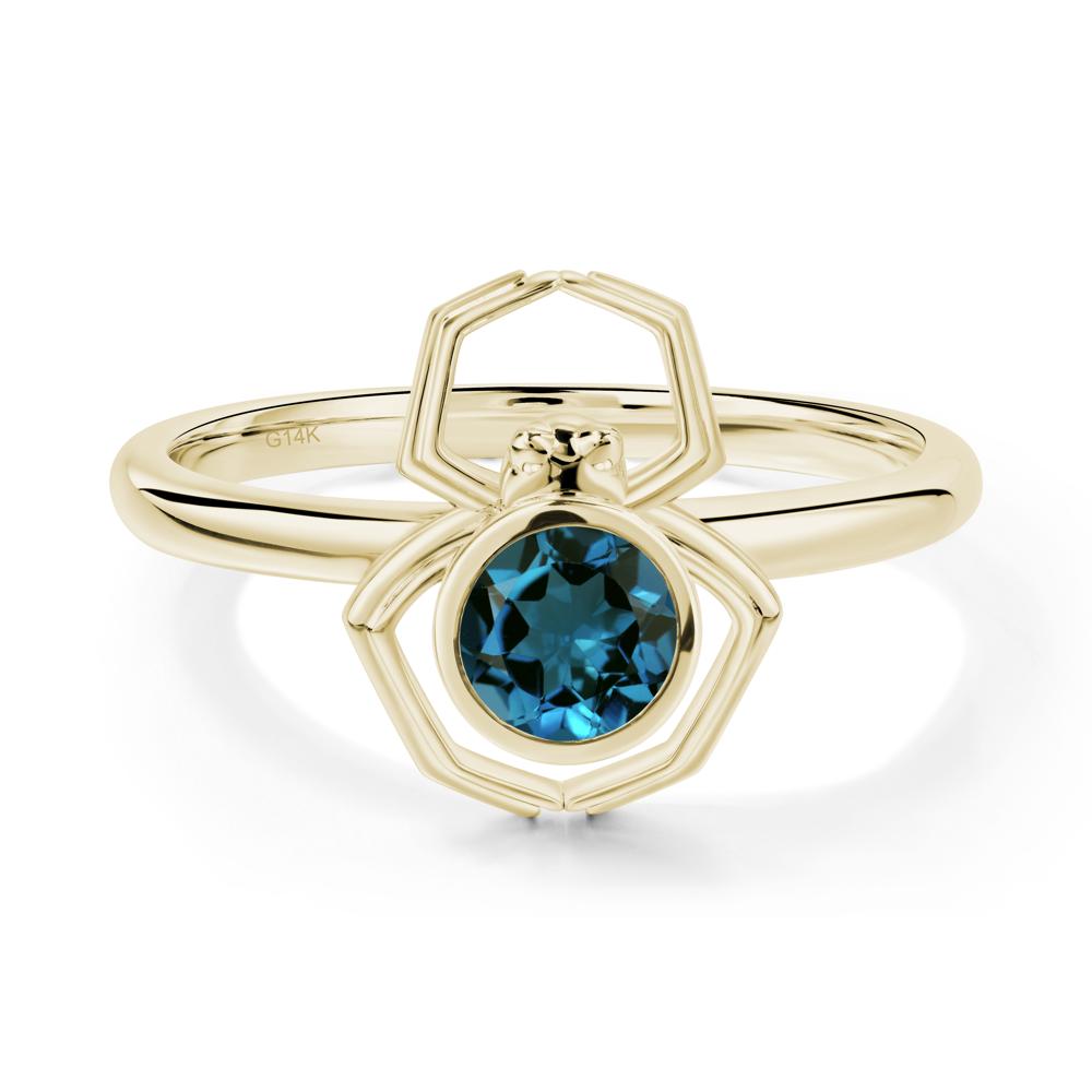 London Blue Topaz Bezel Set Spider Ring - LUO Jewelry #metal_14k yellow gold