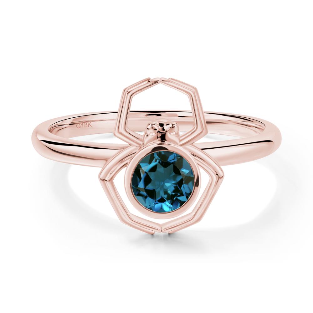 London Blue Topaz Bezel Set Spider Ring - LUO Jewelry #metal_18k rose gold