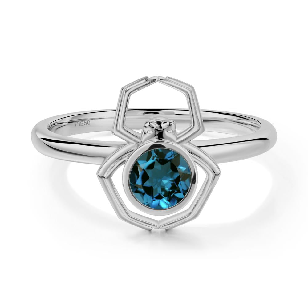 London Blue Topaz Bezel Set Spider Ring - LUO Jewelry #metal_platinum