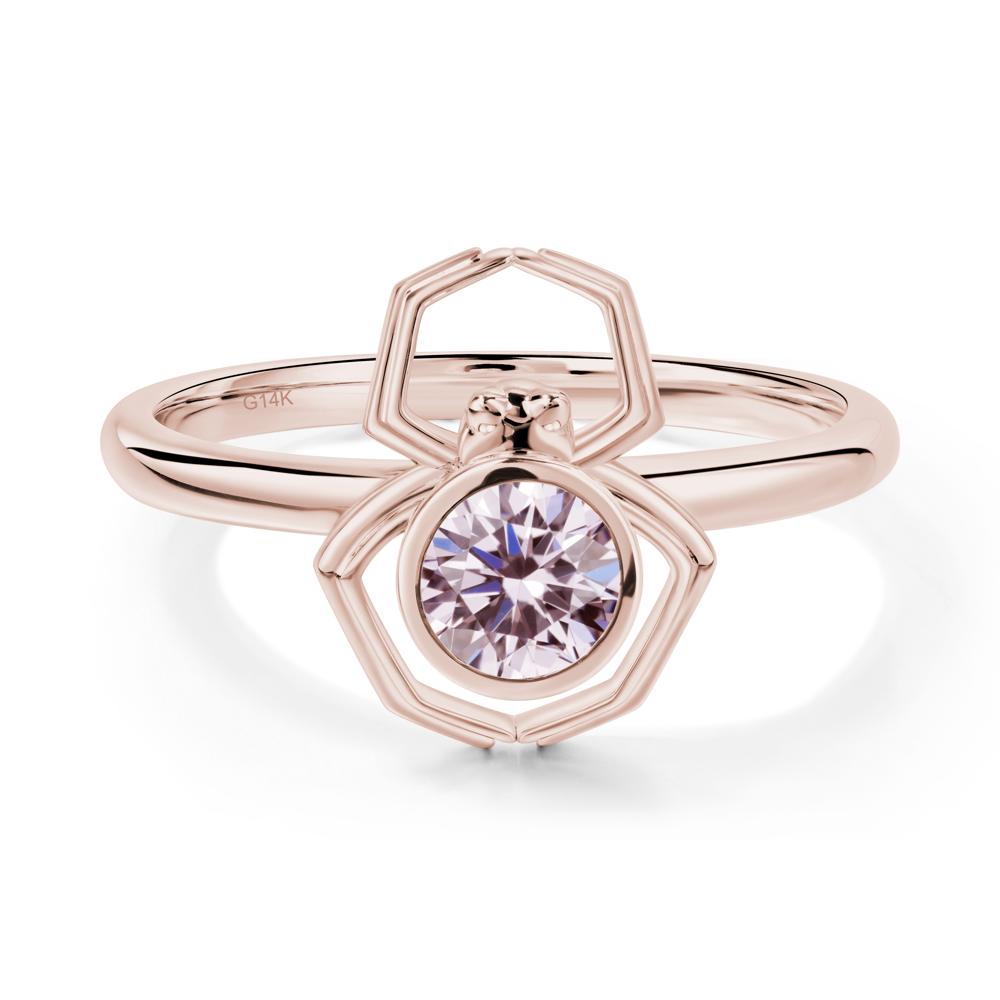 Pink Cubic Zirconia Bezel Set Spider Ring - LUO Jewelry #metal_14k rose gold