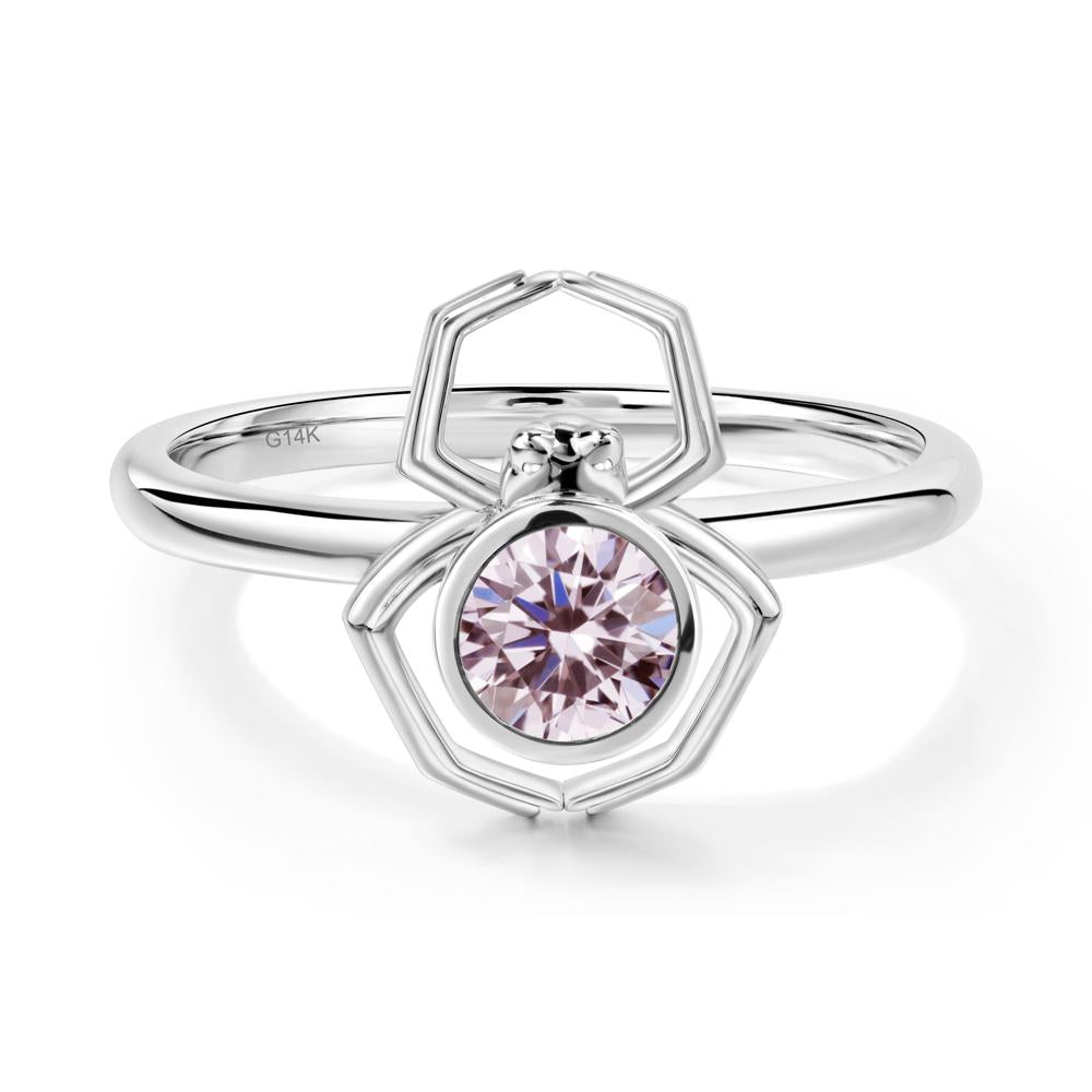 Pink Cubic Zirconia Bezel Set Spider Ring - LUO Jewelry #metal_14k white gold