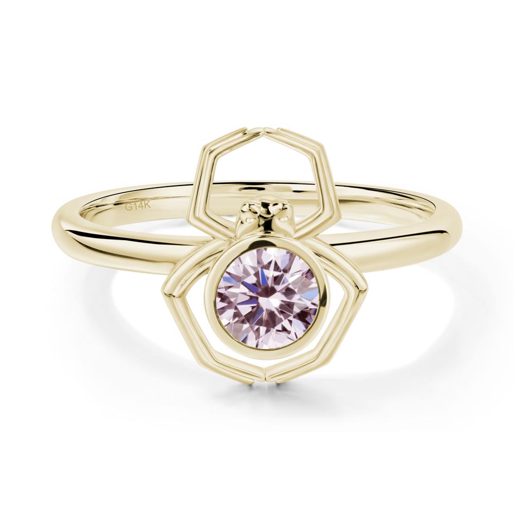 Pink Cubic Zirconia Bezel Set Spider Ring - LUO Jewelry #metal_14k yellow gold