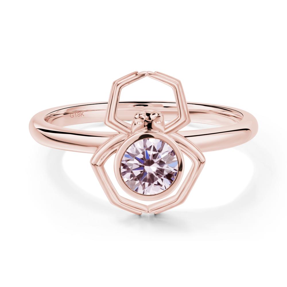 Pink Cubic Zirconia Bezel Set Spider Ring - LUO Jewelry #metal_18k rose gold