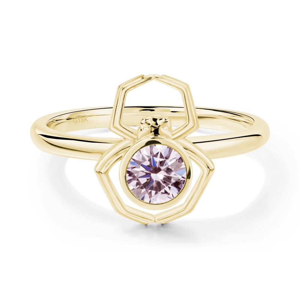 Pink Cubic Zirconia Bezel Set Spider Ring - LUO Jewelry #metal_18k yellow gold