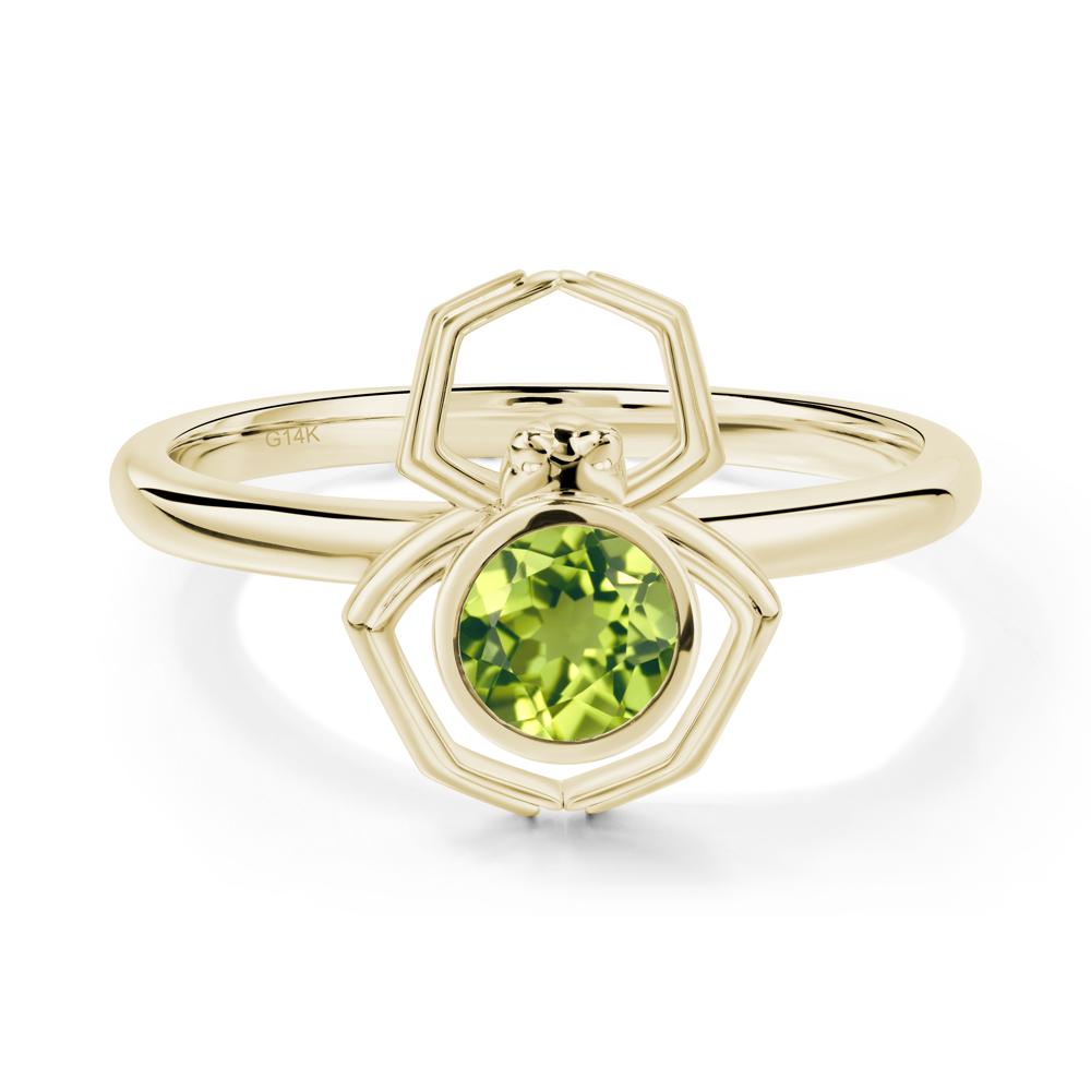 Peridot Bezel Set Spider Ring - LUO Jewelry #metal_14k yellow gold