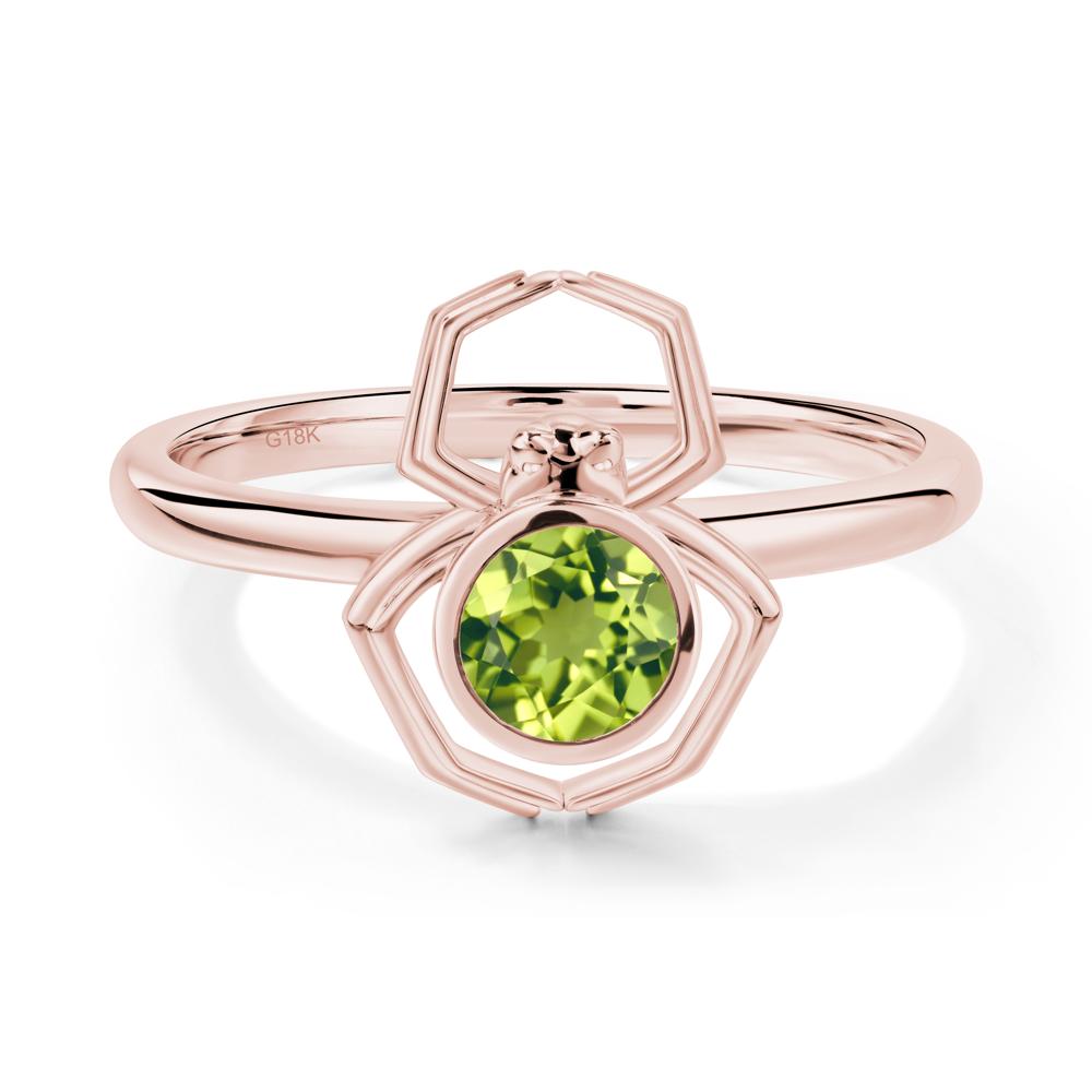 Peridot Bezel Set Spider Ring - LUO Jewelry #metal_18k rose gold