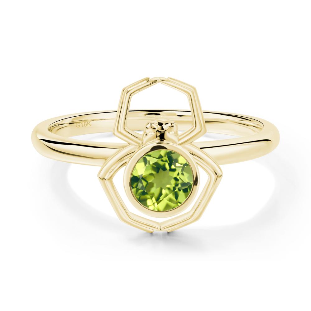 Peridot Bezel Set Spider Ring - LUO Jewelry #metal_18k yellow gold