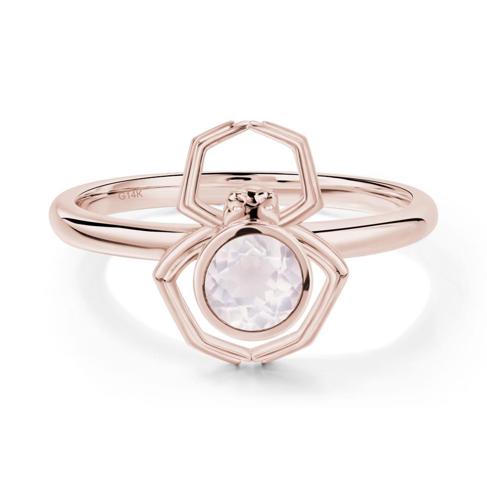 Rose Quartz Bezel Set Spider Ring - LUO Jewelry #metal_14k rose gold