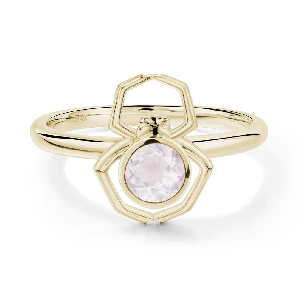 Rose Quartz Bezel Set Spider Ring - LUO Jewelry #metal_14k yellow gold