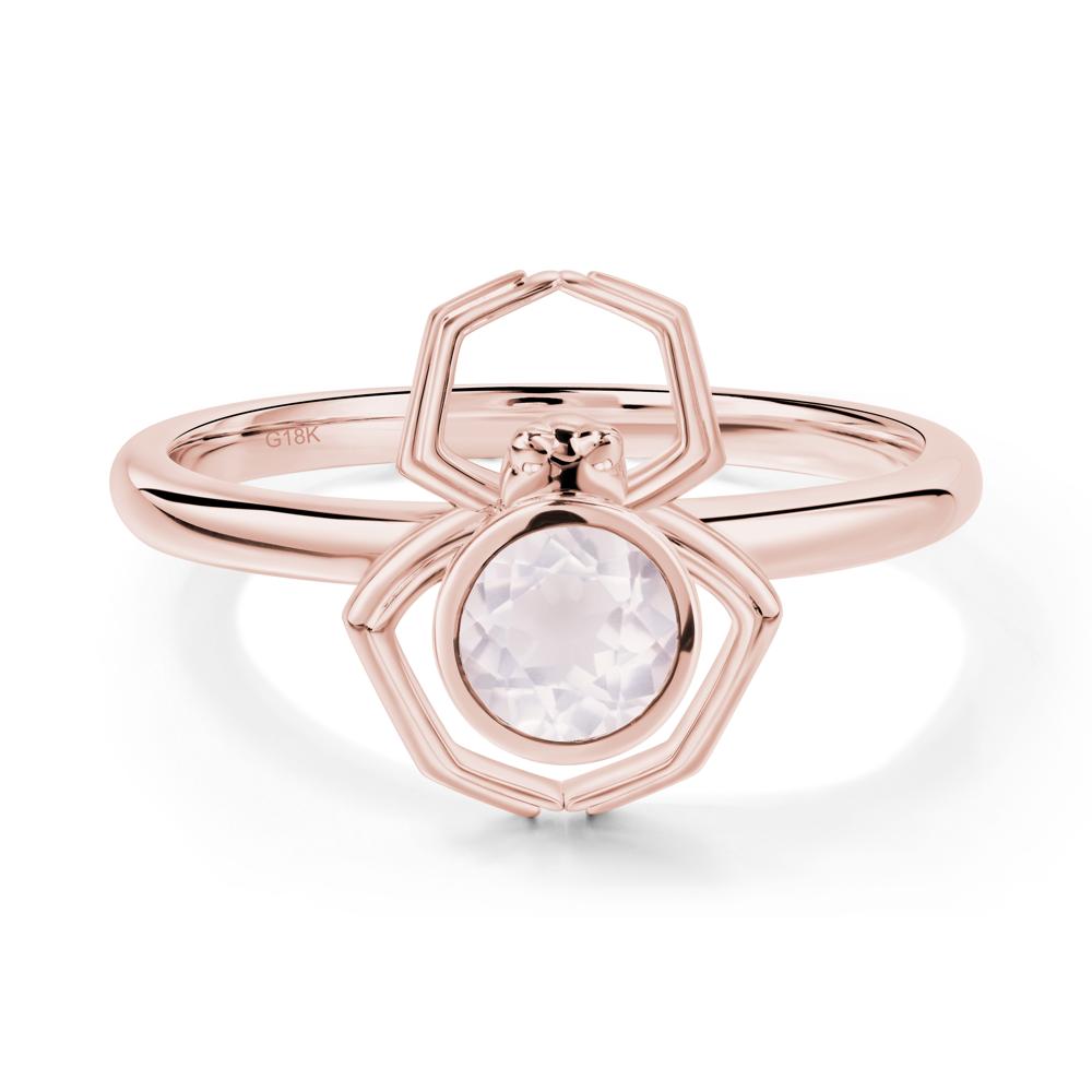 Rose Quartz Bezel Set Spider Ring - LUO Jewelry #metal_18k rose gold