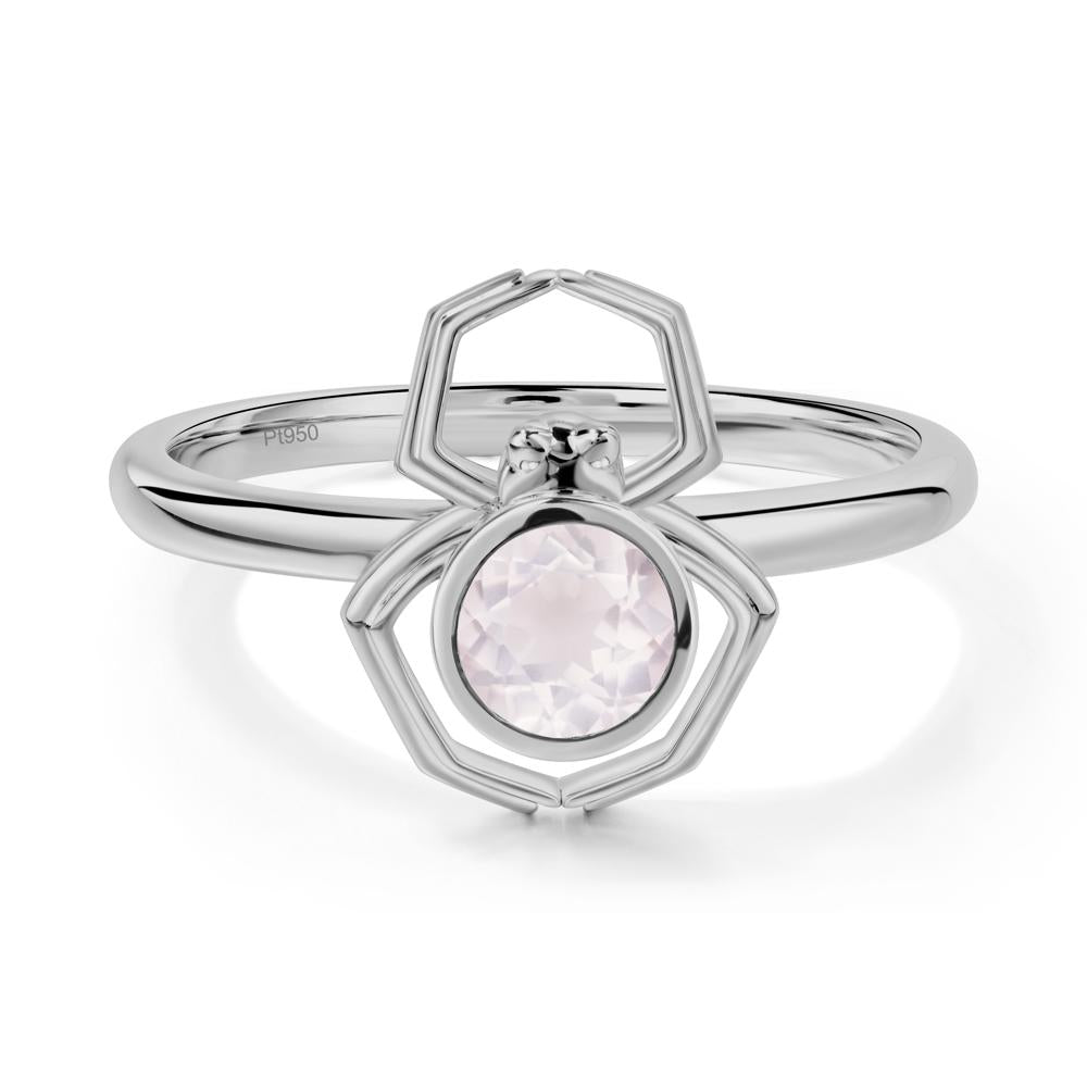 Rose Quartz Bezel Set Spider Ring - LUO Jewelry #metal_platinum