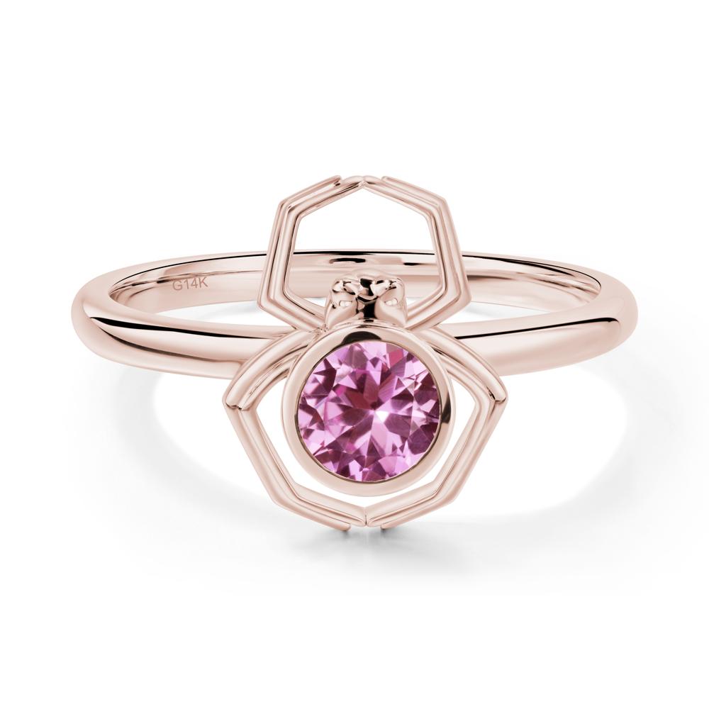 Pink Sapphire Bezel Set Spider Ring - LUO Jewelry #metal_14k rose gold