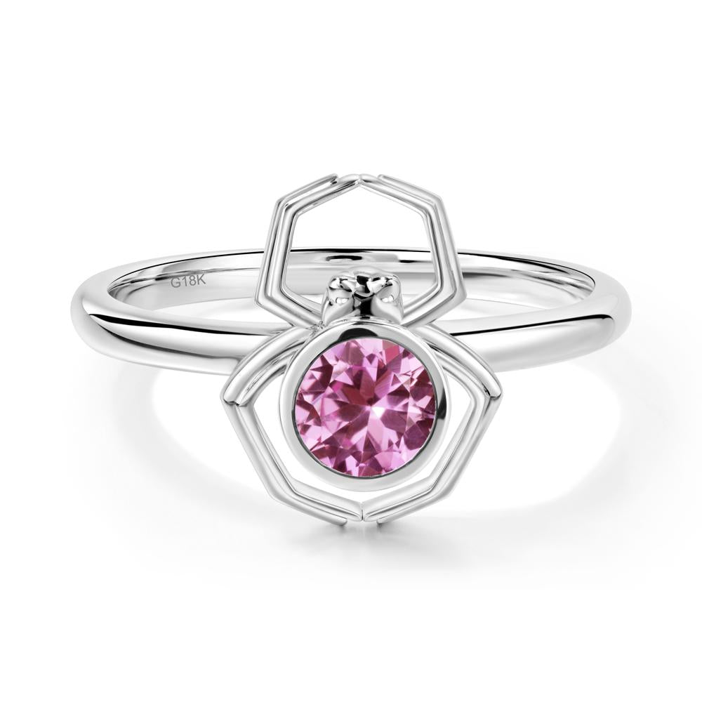Pink Sapphire Bezel Set Spider Ring - LUO Jewelry #metal_18k white gold