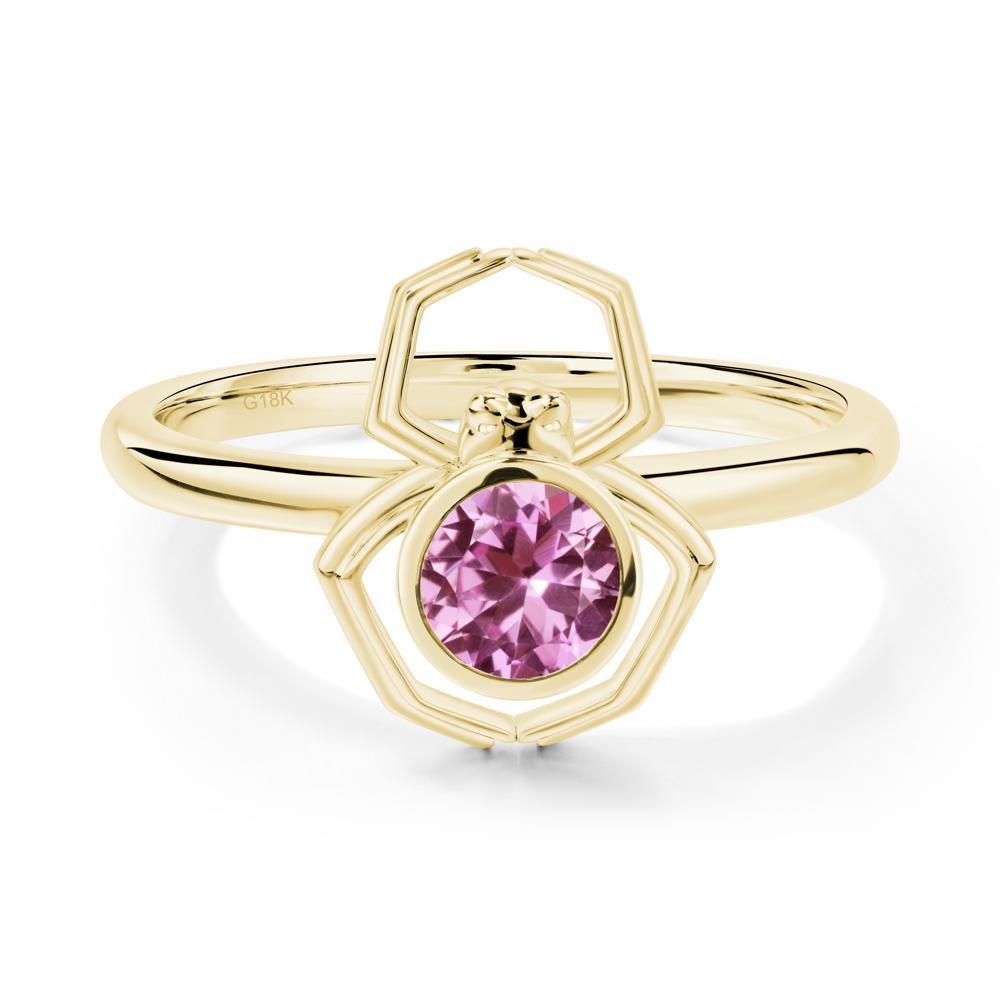Pink Sapphire Bezel Set Spider Ring - LUO Jewelry #metal_18k yellow gold