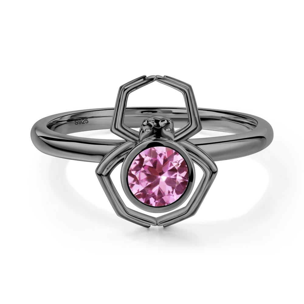 Pink Sapphire Bezel Set Spider Ring - LUO Jewelry #metal_black finish sterling silver