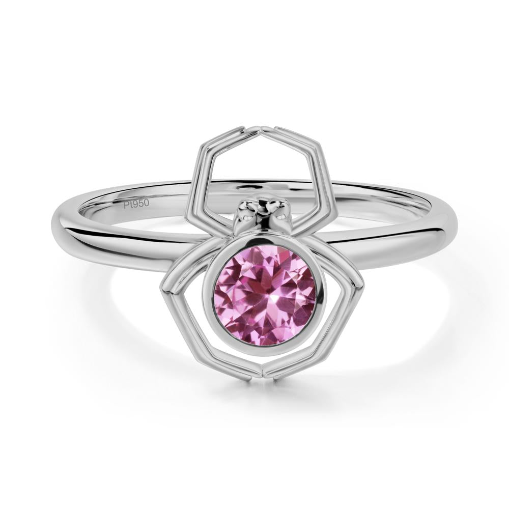 Pink Sapphire Bezel Set Spider Ring - LUO Jewelry #metal_platinum