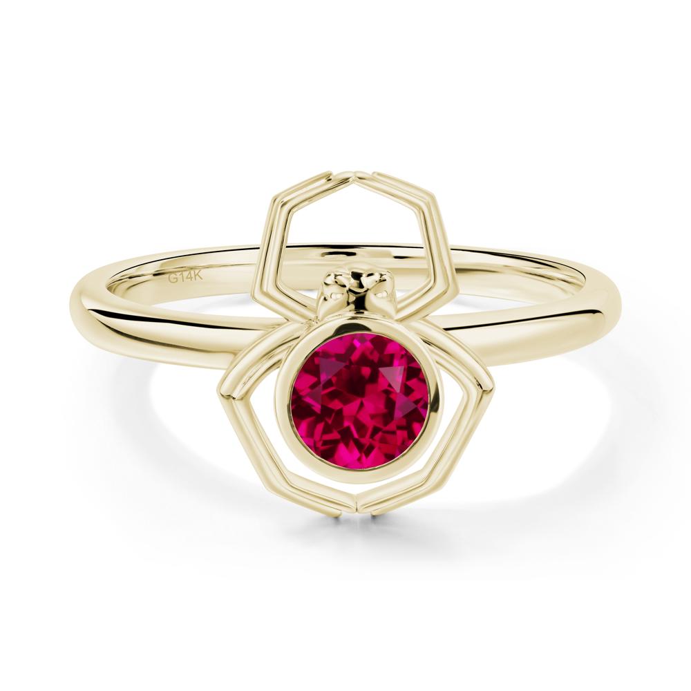 Ruby Bezel Set Spider Ring - LUO Jewelry #metal_14k yellow gold