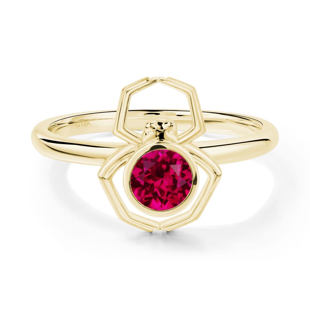 Ruby Bezel Set Spider Ring - LUO Jewelry #metal_18k yellow gold